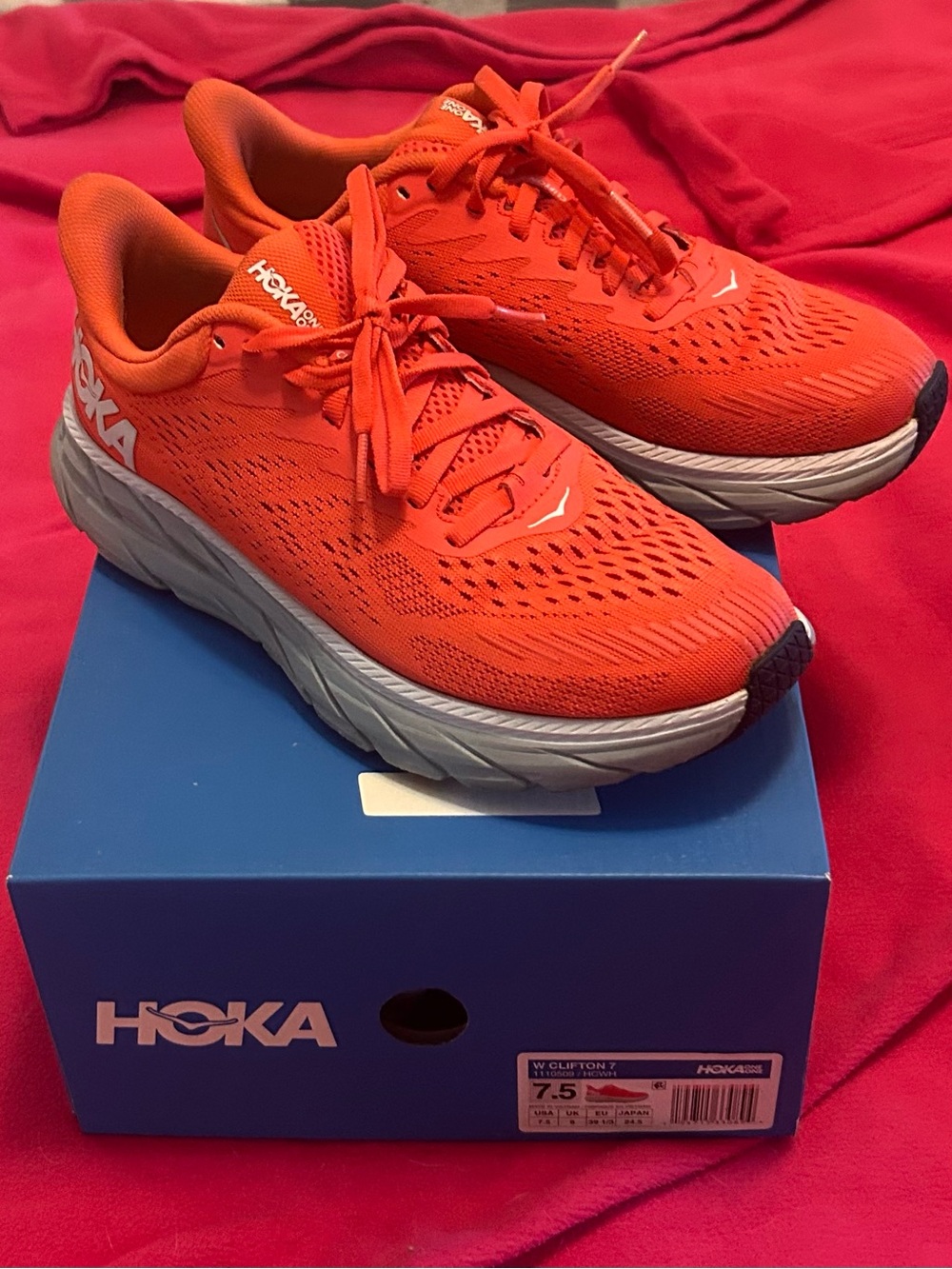 Hoka Women's Clifton 8 Running Shoes - Bright Orange Clifton 7